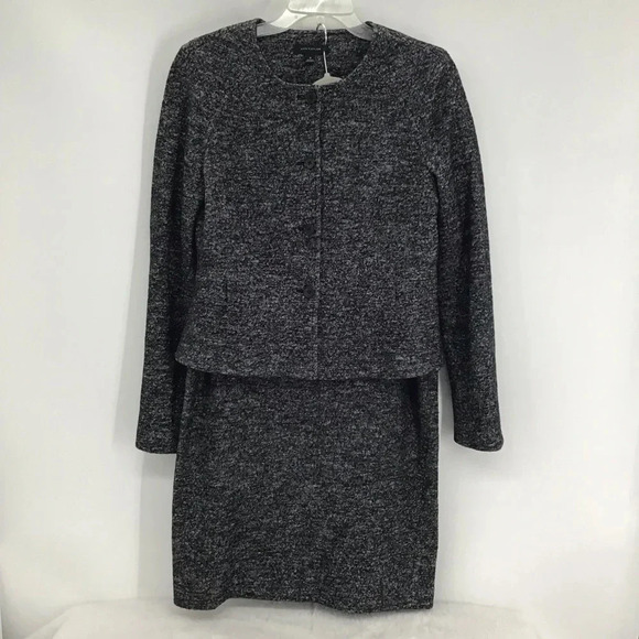 Ann Taylor Women’s Two Piece Wool Blend Tweed Suit Stretch Career Black Size 6 - Picture 1 of 11